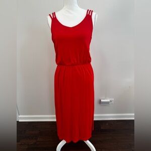 Elegant Dark Orange Sleeveless Dress